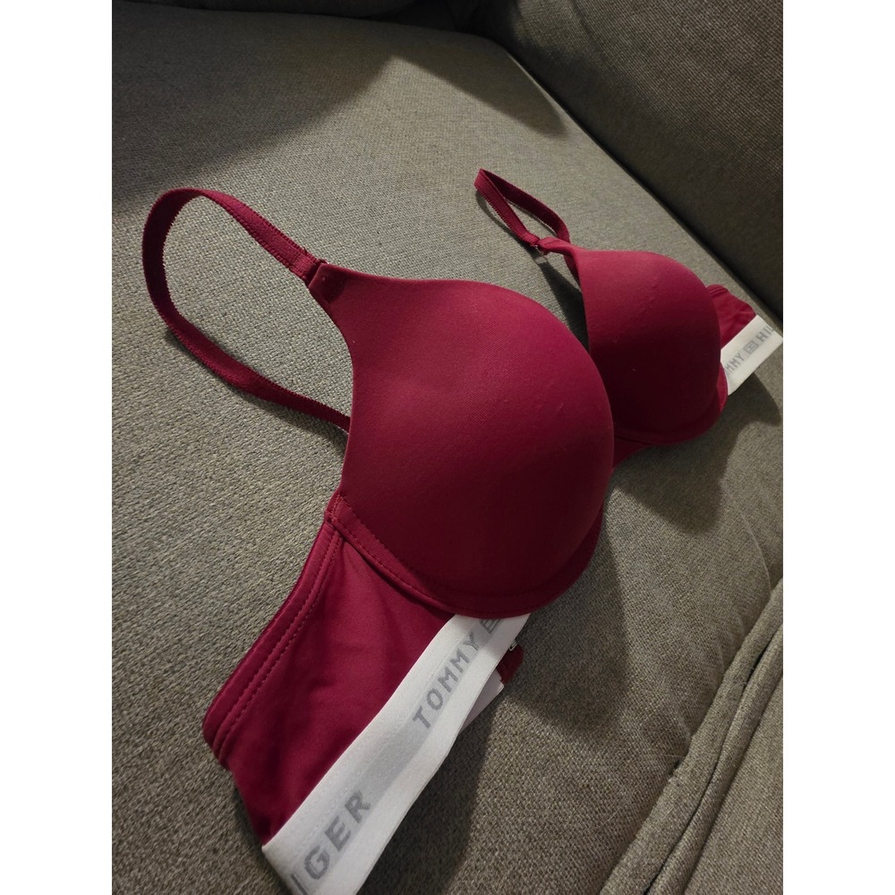 Tommy Hilfiger Red Logo Underband Underwire T-Shirt Bra 34C